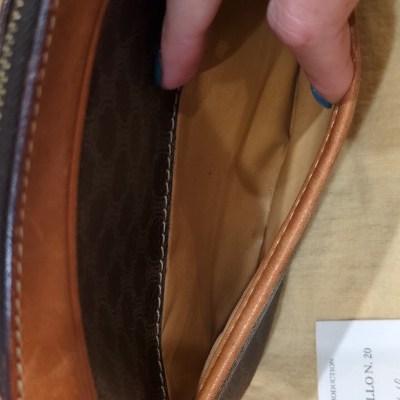 Celine Vintage Macadam Dark Crossbody Purse With Dust Bag Callouts - Picture 5 of 17